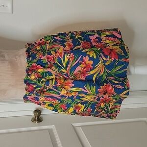 J. Crew, Size 10 Tropical Floral Skirt, Elasticized Waistband, Linen Blend, EUC